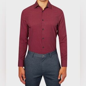 Express Men's Maroon Geometric Dress Shirt